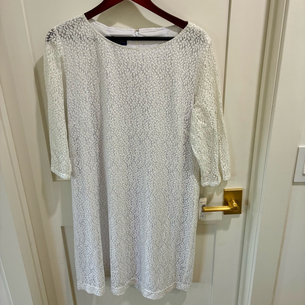NWT Pendleton 3/4 Sleeve White Lace Sheath Dress Size 18